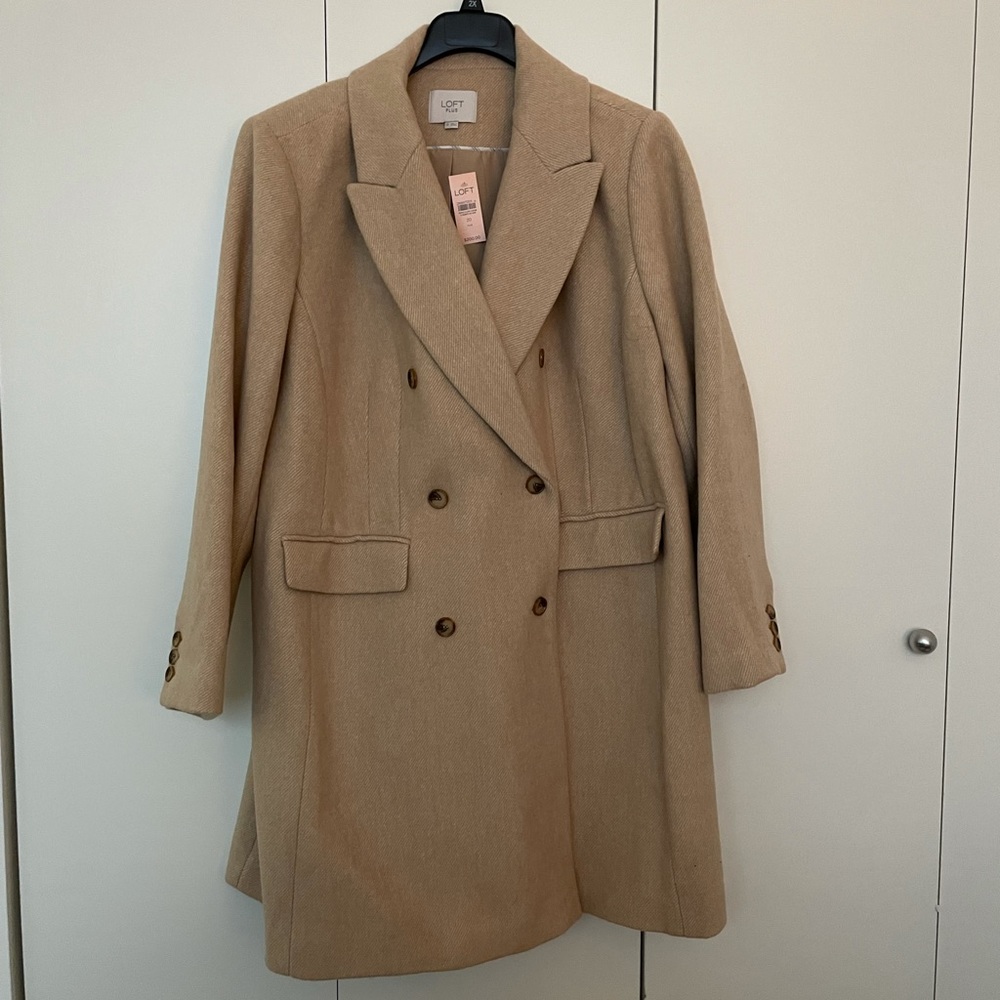 LOFT Plus Wool Twill Double Breasted Coat